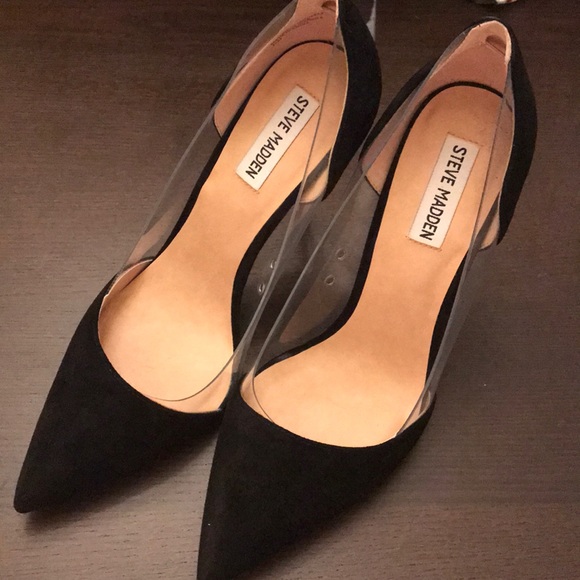 steve madden black clear heels